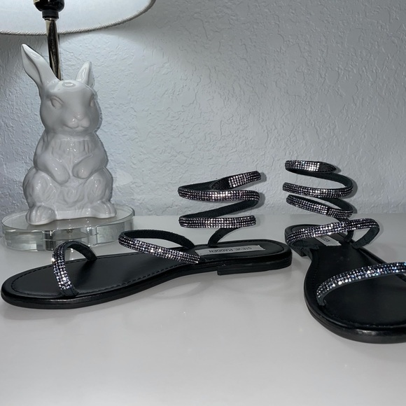 Steve Madden Azaria Rhinestone coiled sandals in black - Picture 3 of 5